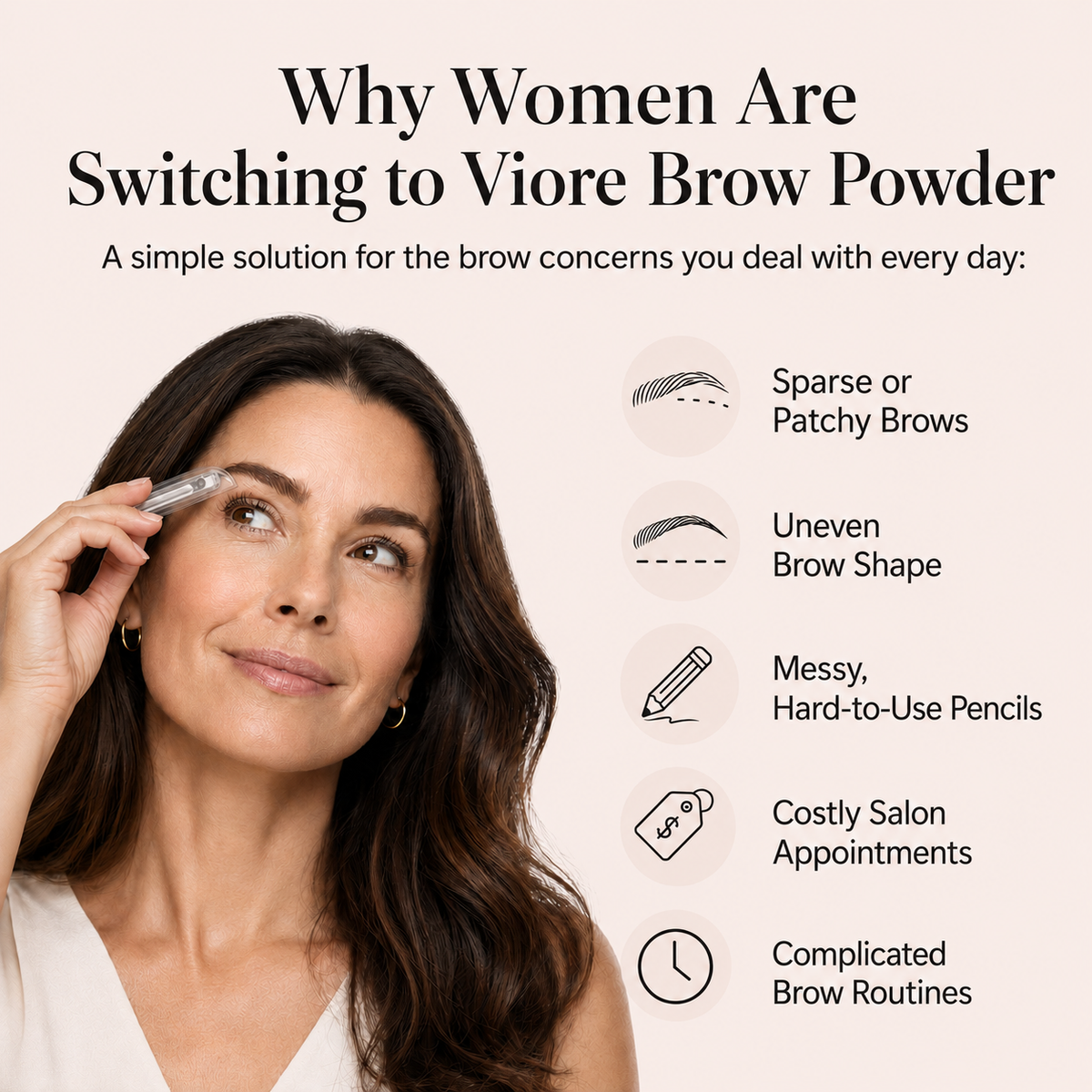 Fuller, Naturally Defined Brows in Under 5 Seconds With Viore Brow Powder