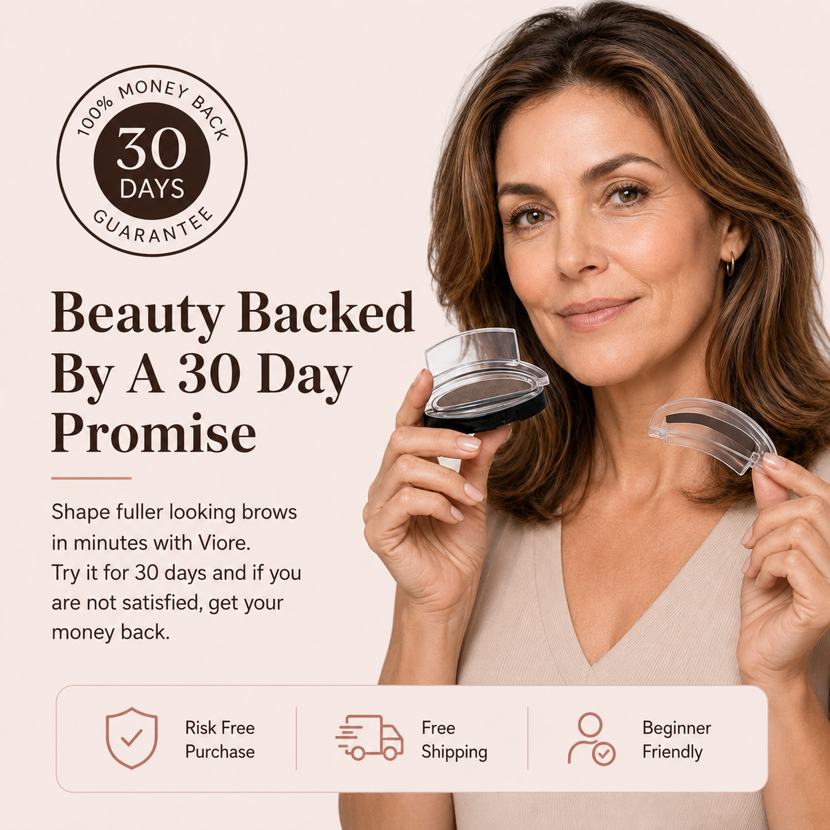 Fuller, Naturally Defined Brows in Under 5 Seconds With Viore Brow Powder